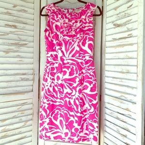 Banana Republic ruffle bib pink & white dress